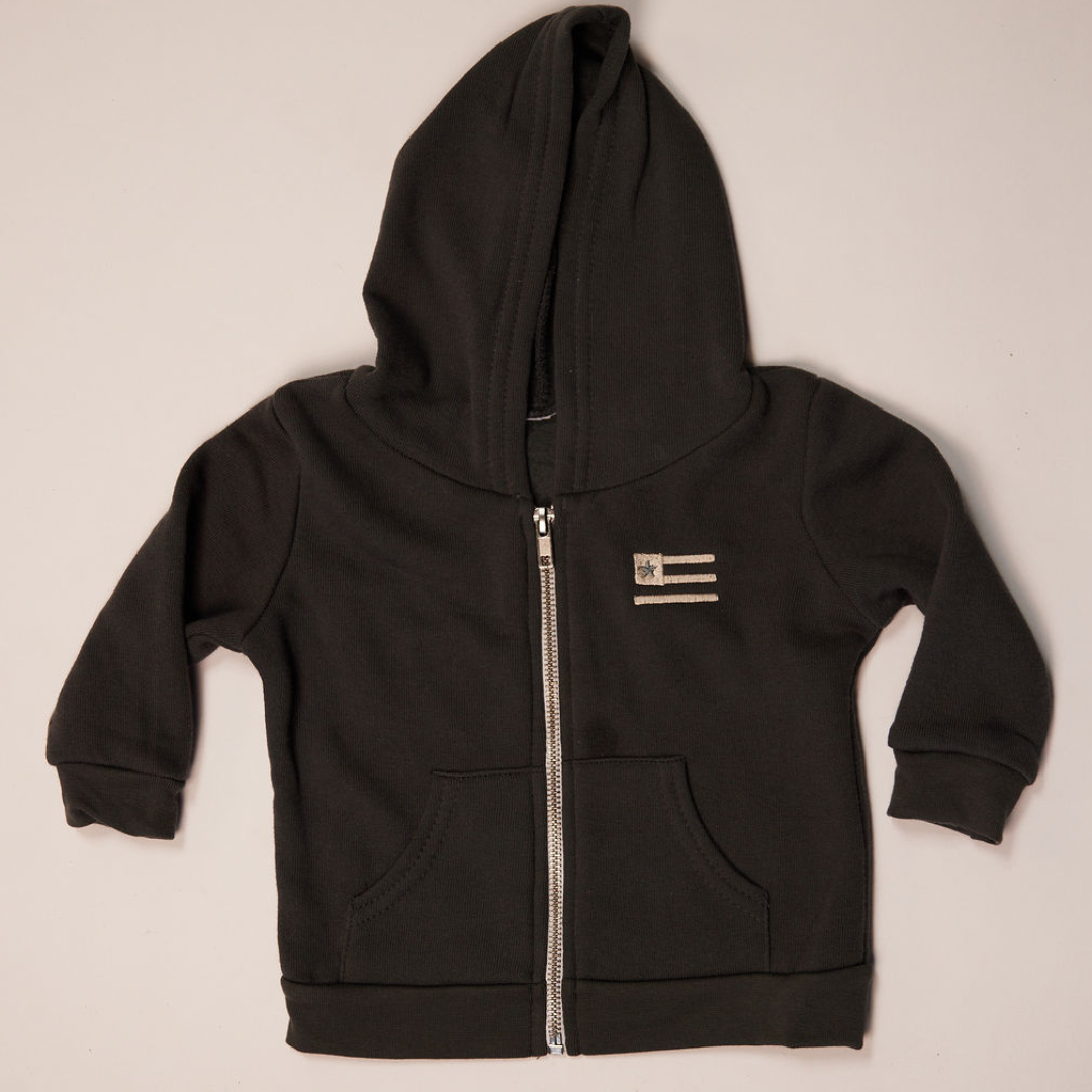 INFANT FASHION FLEECE ZIP HOODIE: EMBROIDERED FLAG