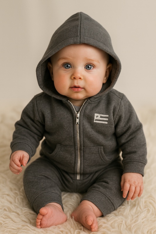 INFANT FASHION FLEECE ZIP HOODIE: EMBROIDERED FLAG